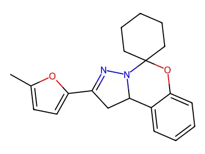 2-(5-methyl-2-furyl)-1,10b-dihydrospiro(pyrazolo[1,5-c][1,3]benzoxazine-5,1'-cyclohexane) structure