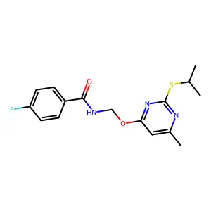 (4-fluorophenyl)-N-{[6-methyl-2-(methylethylthio)pyrimidin-4-yloxy]methyl}carb oxamide structure