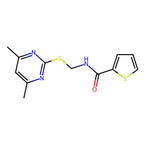 N-[(4,6-dimethylpyrimidin-2-yl)sulfanylmethyl]thiophene-2-carboxamide structure