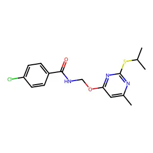 (4-chlorophenyl)-N-{[6-methyl-2-(methylethylthio)pyrimidin-4-yloxy]methyl}carb oxamide structure