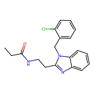 N-[2-[1-[(2-chlorophenyl)methyl]benzimidazol-2-yl]ethyl]propanamide structure