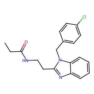 N-[2-[1-[(4-chlorophenyl)methyl]benzimidazol-2-yl]ethyl]propanamide structure