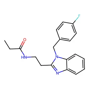 N-(2-{1-[(4-fluorophenyl)methyl]-1H-1,3-benzodiazol-2-yl}ethyl)propanamide structure