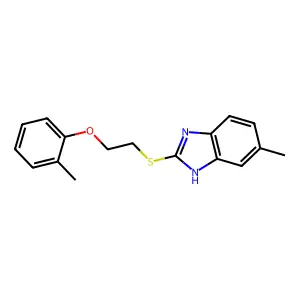 5-methyl-2-((2-(o-tolyloxy)ethyl)thio)-1H-benzo[d]imidazole structure