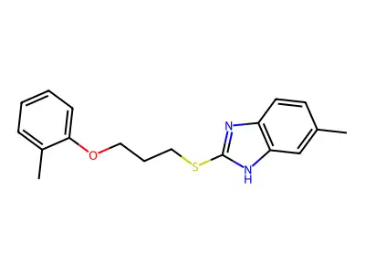 5-methyl-2-((3-(o-tolyloxy)propyl)thio)-1H-benzo[d]imidazole structure