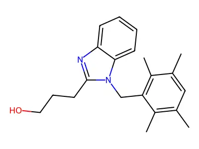 3-[1-[(2,3,5,6-Tetramethylphenyl)methyl]benzimidazol-2-yl]propan-1-ol structure