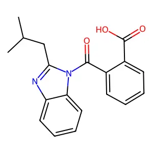 2-{[2-(2-methylpropyl)-1H-benzimidazol-1-yl]carbonyl}benzoic acid structure