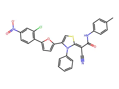 2-[4-[5-(2-Chloro-4-nitrophenyl)-2-furanyl]-3-phenyl-2(3H)-thiazolylidene]-2-cyano-N-(4-methylphenyl)acetamide structure
