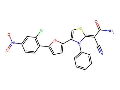 2-[4-[5-(2-Chloro-4-nitrophenyl)-2-furanyl]-3-phenyl-2(3H)-thiazolylidene]-2-cyanoacetamide structure
