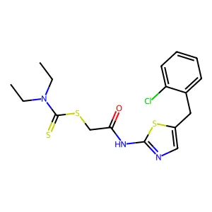 2-((5-(2-Chlorobenzyl)thiazol-2-yl)amino)-2-oxoethyl diethylcarbamodithioate structure