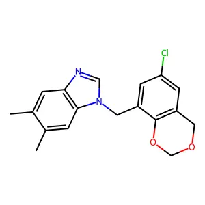 1-[(6-chloro-4H-1,3-benzodioxin-8-yl)methyl]-5,6-dimethylbenzimidazole structure