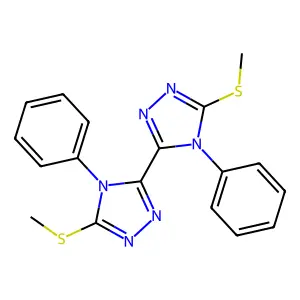 5,5'-bis(methylthio)-4,4'-diphenyl-4H,4'H-3,3'-bi(1,2,4-triazole) structure