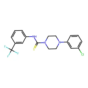 4-(3-chlorophenyl)-N-[3-(trifluoromethyl)phenyl]piperazine-1-carbothioamide structure