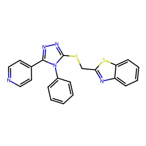 3-(Benzothiazol-2-ylmethylthio)-4-phenyl-5-(4-pyridyl)-1,2,4-triazole structure