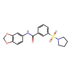 N-1,3-benzodioxol-5-yl-3-(1-pyrrolidinylsulfonyl)benzamide structure