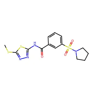 N-(5-methylsulfanyl-1,3,4-thiadiazol-2-yl)-3-pyrrolidin-1-ylsulfonylbenzamide structure