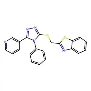 2-({[4-phenyl-5-(pyridin-3-yl)-4H-1,2,4-triazol-3-yl]sulfanyl}methyl)-1,3-benzothiazole structure