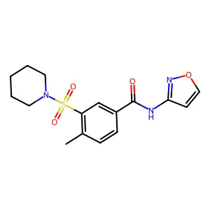 4-methyl-N-(1,2-oxazol-3-yl)-3-piperidin-1-ylsulfonylbenzamide structure