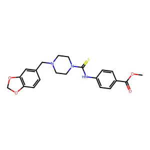methyl 4-({[4-(1,3-benzodioxol-5-ylmethyl)piperazin-1-yl]carbonothioyl}amino)benzoate structure