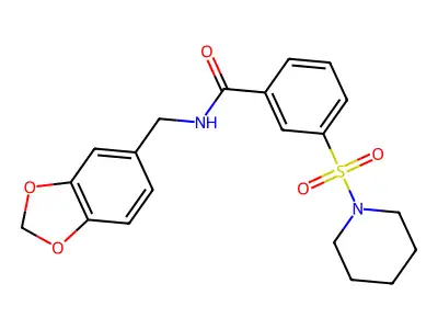 N-(1,3-benzodioxol-5-ylmethyl)-3-(1-piperidinylsulfonyl)benzamide structure