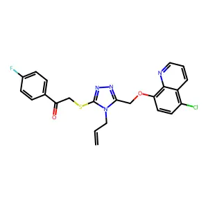2-[[5-[(5-chloroquinolin-8-yl)oxymethyl]-4-prop-2-enyl-1,2,4-triazol-3-yl]sulfanyl]-1-(4-fluorophenyl)ethanone structure