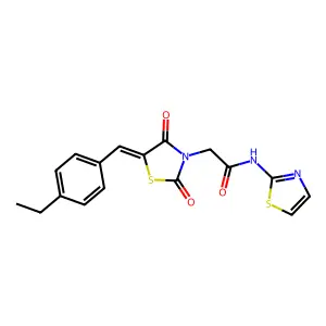 2-[(5Z)-5-[(4-ethylphenyl)methylidene]-2,4-dioxo-1,3-thiazolidin-3-yl]-N-(1,3-thiazol-2-yl)acetamide structure