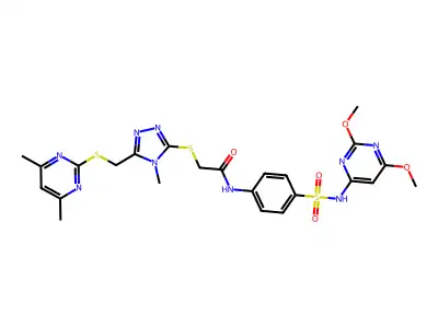 N-{4-[(2,6-dimethoxypyrimidin-4-yl)sulfamoyl]phenyl}-2-[(5-{[(4,6-dimethylpyrimidin-2-yl)sulfanyl]methyl}-4-methyl-4H-1,2,4-triazol-3-yl)sulfanyl]acetamide structure