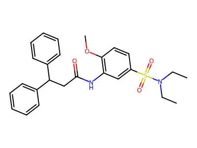 N-[5-(diethylsulfamoyl)-2-methoxyphenyl]-3,3-diphenylpropanamide structure