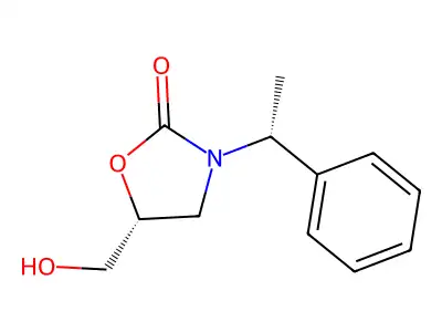 (5R)-5-(hydroxymethyl)-3-[(1R)-1-phenylethyl]-1,3-oxazolidin-2-one structure