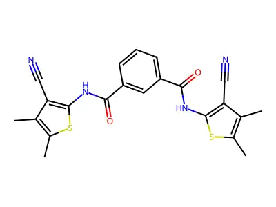 1-N,3-N-bis(3-cyano-4,5-dimethylthiophen-2-yl)benzene-1,3-dicarboxamide structure