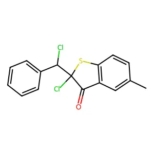 2-Chloro-2-(chloro(phenyl)methyl)-5-methyl-1-benzothiophen-3(2H)-one structure