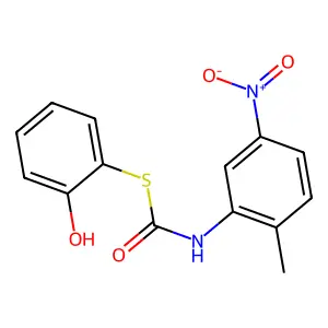S-(2-hydroxyphenyl) N-(2-methyl-5-nitrophenyl)carbamothioate structure