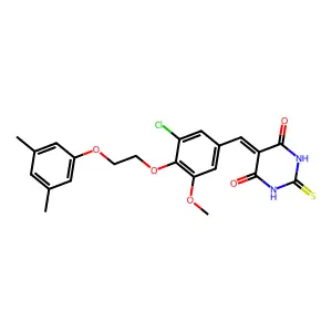 5-({3-Chloro-4-[2-(3,5-dimethylphenoxy)ethoxy]-5-methoxyphenyl}methylidene)-2-sulfanylidenedihydropyrimidine-4,6(1H,5H)-dione structure