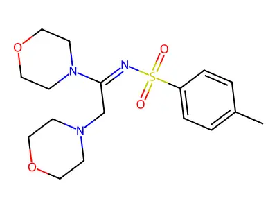 (NE)-N-(1,2-dimorpholin-4-ylethylidene)-4-methylbenzenesulfonamide structure