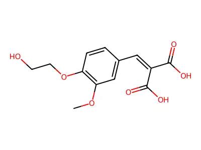 ((4-(2-Hydroxyethoxy)-3-methoxyphenyl)methylene)malonic acid structure
