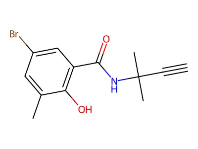 Benzamide, 5-bromo-N-(1,1-dimethyl-2-propynyl)-2-hydroxy-3-methyl- structure