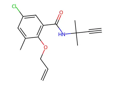 Benzamide, 5-chloro-N-(1,1-dimethyl-2-propynyl)-3-methyl-2-(2-propenyloxy)- structure