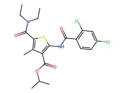 propan-2-yl 2-[(2,4-dichlorobenzoyl)amino]-5-(diethylcarbamoyl)-4-methylthiophene-3-carboxylate structure