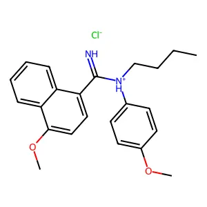 1-Naphthamidine, N-butyl-4-methoxy-N-(p-methoxyphenyl)-, hydrochloride structure