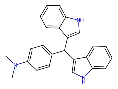 4-(di-1H-indol-3-ylmethyl)-N,N-dimethylaniline structure
