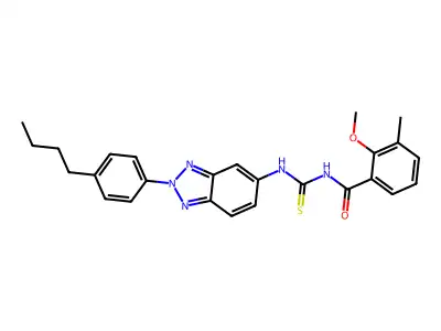 N-{[2-(4-butylphenyl)-2H-benzotriazol-5-yl]carbamothioyl}-2-methoxy-3-methylbenzamide structure
