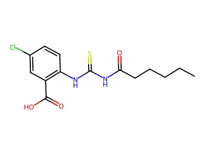 5-Chloro-2-(hexanoylcarbamothioylamino)benzoic acid structure