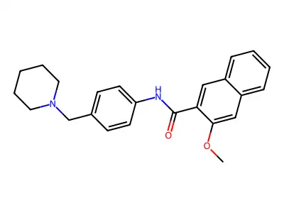 3-methoxy-N-[4-(piperidin-1-ylmethyl)phenyl]naphthalene-2-carboxamide structure