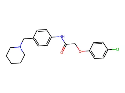 2-(4-chlorophenoxy)-N-[4-(piperidin-1-ylmethyl)phenyl]acetamide structure
