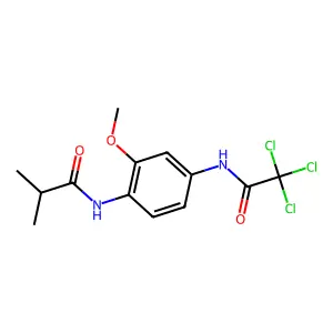 N-[2-methoxy-4-[(2,2,2-trichloroacetyl)amino]phenyl]-2-methylpropanamide structure