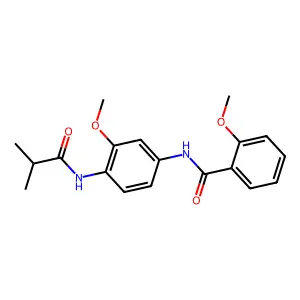 2-methoxy-N-[3-methoxy-4-(2-methylpropanoylamino)phenyl]benzamide structure