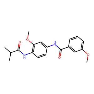 3-methoxy-N-[3-methoxy-4-(2-methylpropanoylamino)phenyl]benzamide structure
