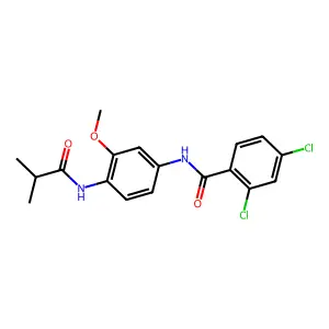2,4-dichloro-N-[3-methoxy-4-(2-methylpropanoylamino)phenyl]benzamide structure