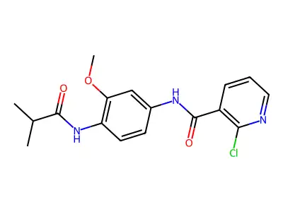 2-chloro-N-[4-(isobutyrylamino)-3-methoxyphenyl]nicotinamide structure