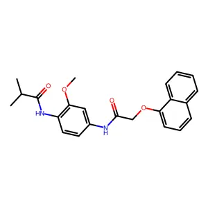 N-[2-methoxy-4-[(2-naphthalen-1-yloxyacetyl)amino]phenyl]-2-methylpropanamide structure